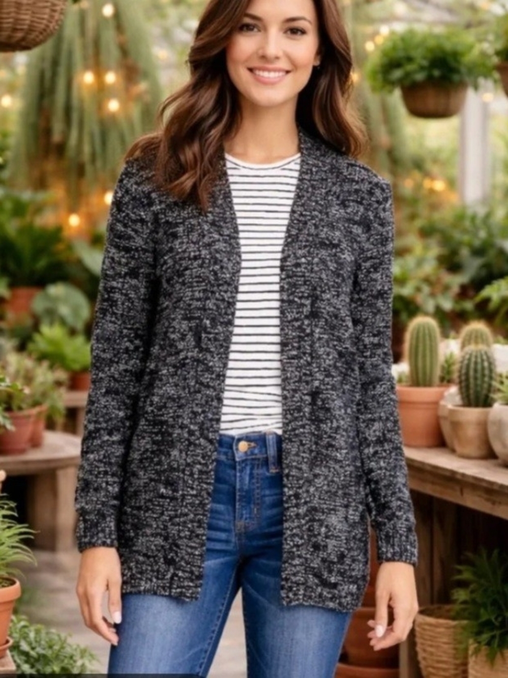 J. Crew Charcoal Marled Open-Front Cardigan
